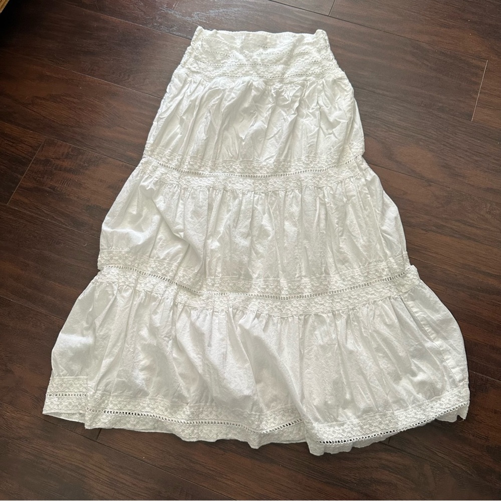 Sold - Cotton White Tiered Skirt y2k